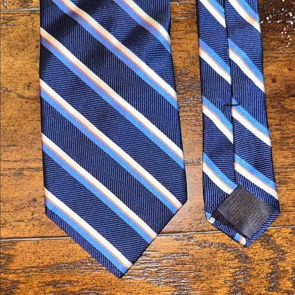 Brooks Brothers Navy Repp Stripe Silk Tie – Made in USA – 3.25” Width - Picture 3 of 7